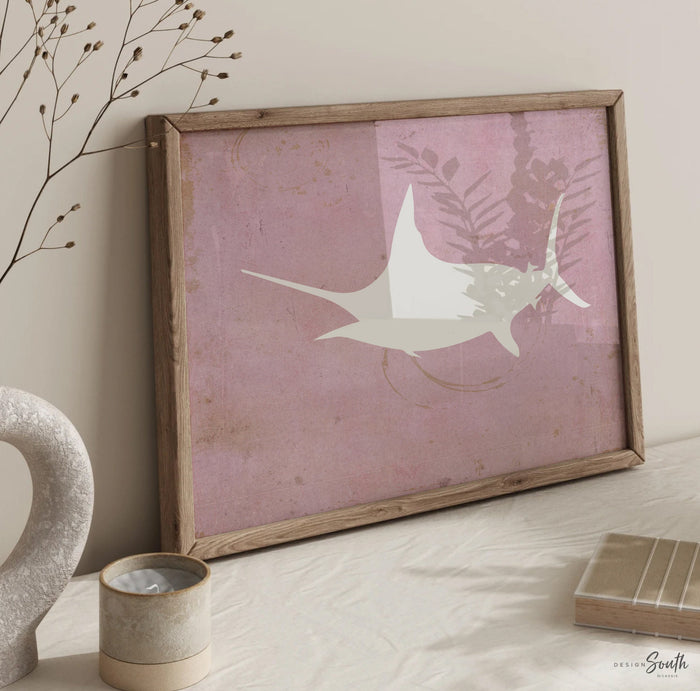 Pink fish bedroom wall art, saltwater fish decor, pink gray fishing theme, fish prints, fisherman art prints, fish nursery art, fish decor