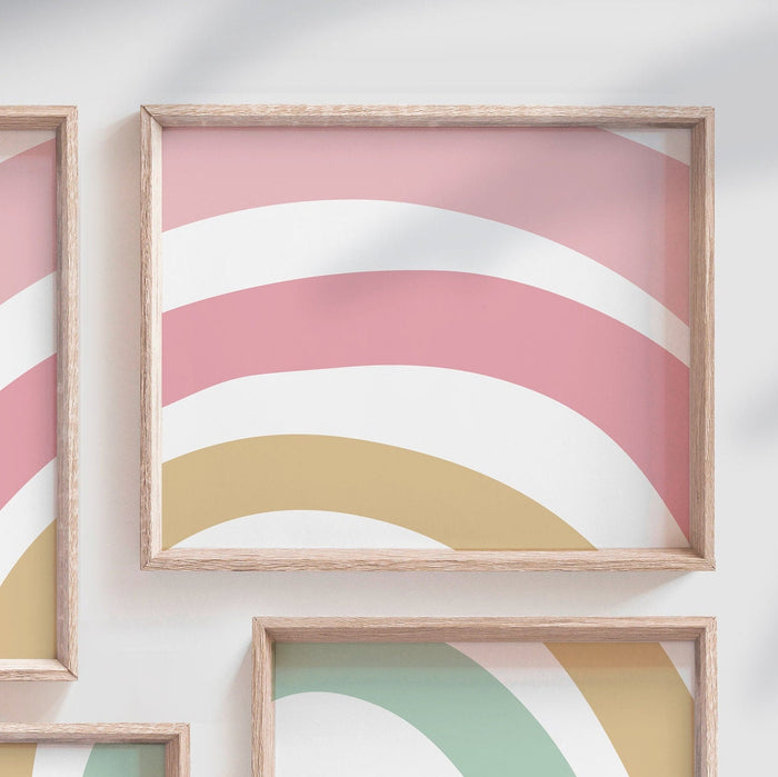 Girl nursery ideas, baby pink modern nursery, stylish nursery idea, wall art nursery room inspiration, pink rainbow girl gift, blush nursery