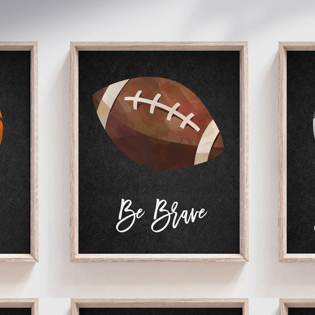 Sports collection art set of 6, boys sports nursery wall art prints, boy sports theme, boy sports inspirational positivity prints bedroom