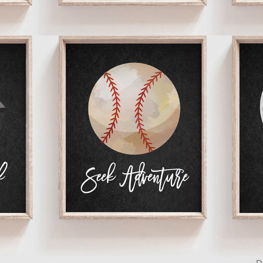 Sports collection art set of 6, boys sports nursery wall art prints, boy sports theme, boy sports inspirational positivity prints bedroom