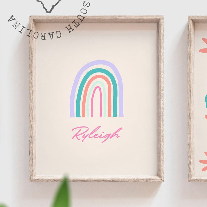 Purple ivory nursery decor, girls pastel floral rainbow decor, soft nursery decor, flower theme, darling you are magic, baby girl room gift