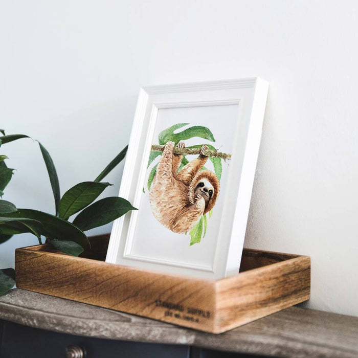 Sloth wall art set, kids hanging sloth in nature, sloth kids room personalized name gift, animal lover nursery gift, wall art kid decor name