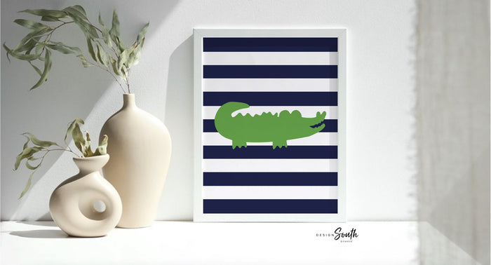 Little boy bathroom decor, gator bathroom, navy blue and green alligator bathroom, boys bathroom decor, wash brush floss flush, alligators