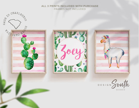 Llama nursery decor, llama nursery art, llama theme, llama baby decor, llama print, llama wall art, girl nursery prints, alpaca nursery art – unframed wall art print for kids room or nursery.