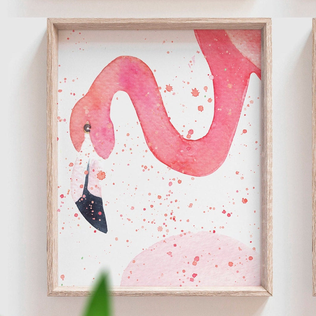 Pink flamingo wall art, little girl room art pink flamingos, pink flamingo nursery wall ideas, pink flamingo decor, wall art for girls room