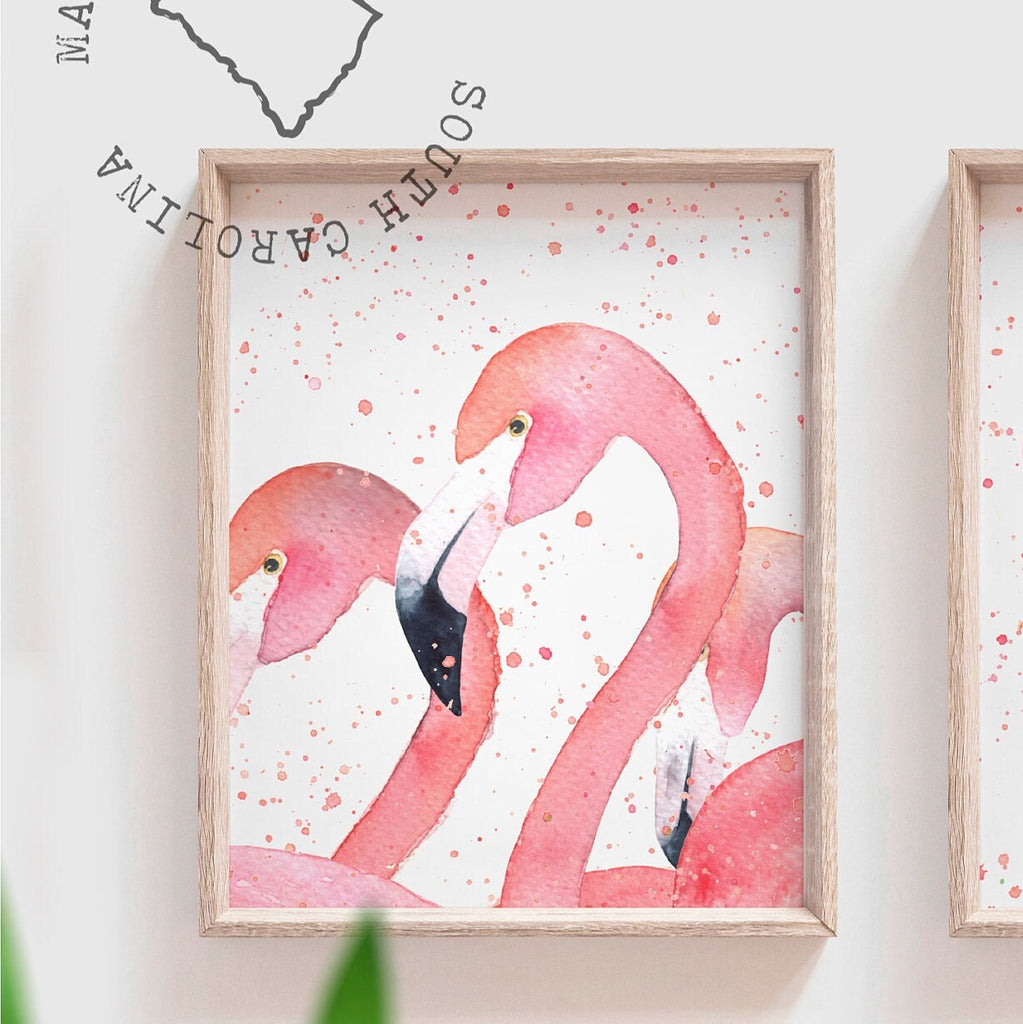 Pink flamingo wall art, little girl room art pink flamingos, pink flamingo nursery wall ideas, pink flamingo decor, wall art for girls room