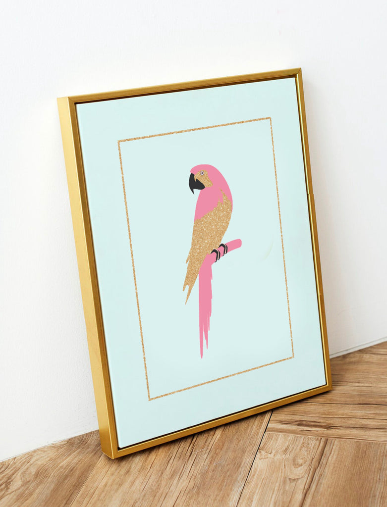 Pink aqua gold nursery, tropical girl bedroom playroom ideas, little girl room decor pink aqua gold, inspirational girl wall art gallery set