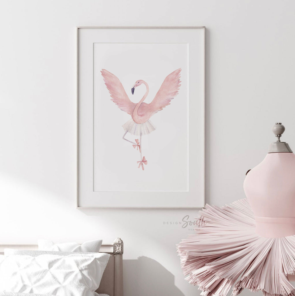 Flamingo nursery set of 3 prints, blush nursery decor, ballerina dance nursery, flamingo nursery decor, blush pink dancer art, pink ballet