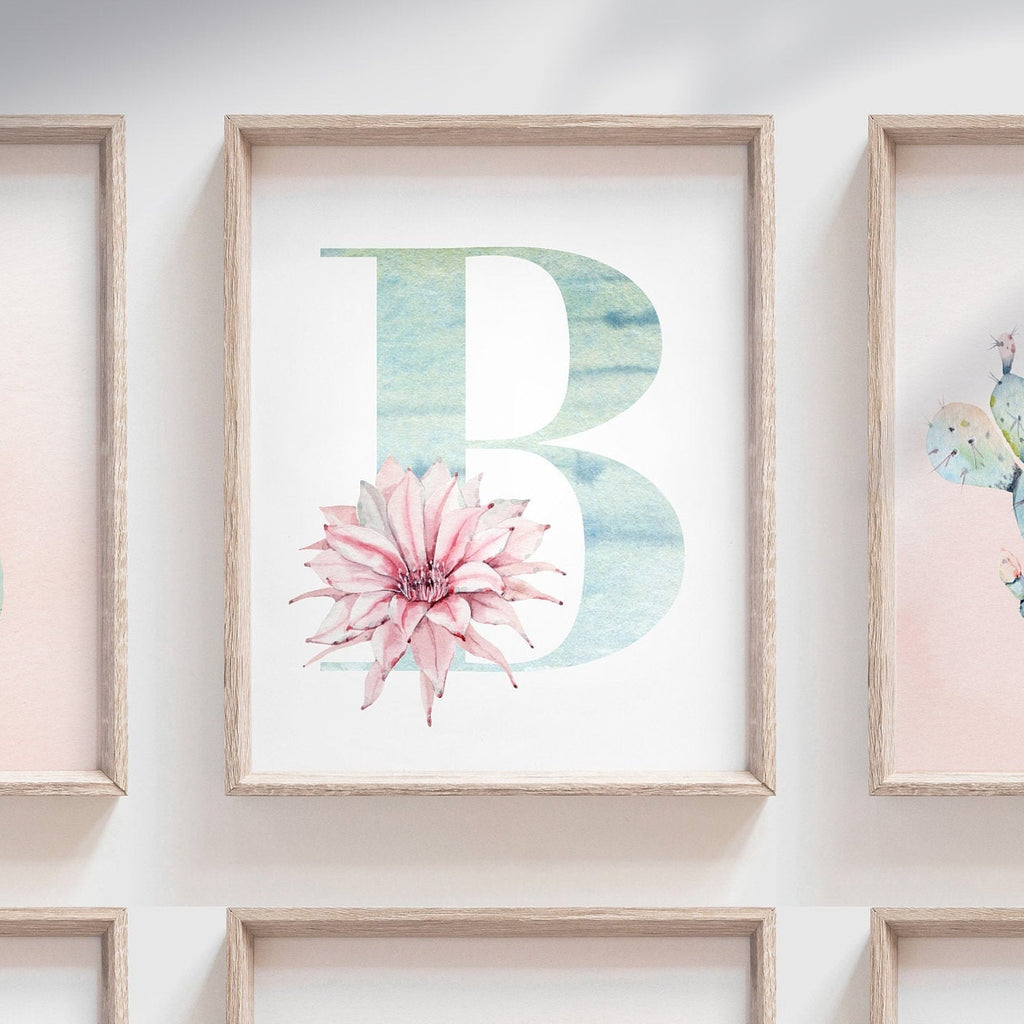 Nursery succulent decor, girl pink desert art, girl bedroom cactus plant succulent theme decor, girl cactus decor, boho baby decor mint pink