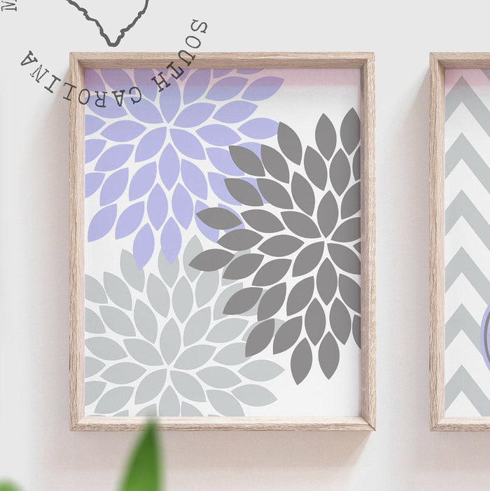Girls bedroom periwinkle purple, wall decor for girls, wall art decor girls room, baby girl monogram periwinkle purple and gray, toddler art
