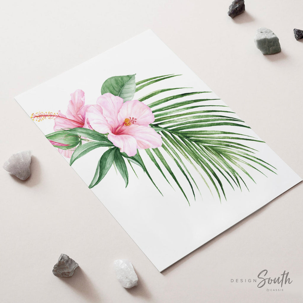 Hibiscus flowers toucan art, pink green tropical nursery ideas, welcome to my crib baby girl room art prints, tropical leaf hibiscus flowers