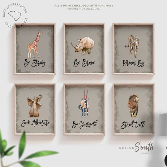 Animal children wall art, kids bedroom animal art, wildlife nursery kid room bedroom, nature forest animals gray boys wall art, rustic art – unframed wall art print for kids room or nursery.