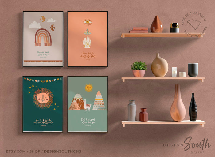 Christian nursery scripture art, church nursery decor gender neutral, bible verse prints, scripture wall art, boho gender neutral christian