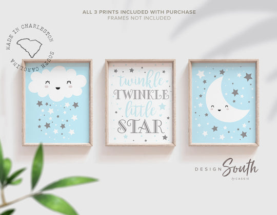 Aqua and gray boys nursery, decor ideas for nursery, gray nursery, boys monogram, baby boy gift, aqua nursery, wall art for baby boy, stars – unframed wall art print for kids room or nursery.