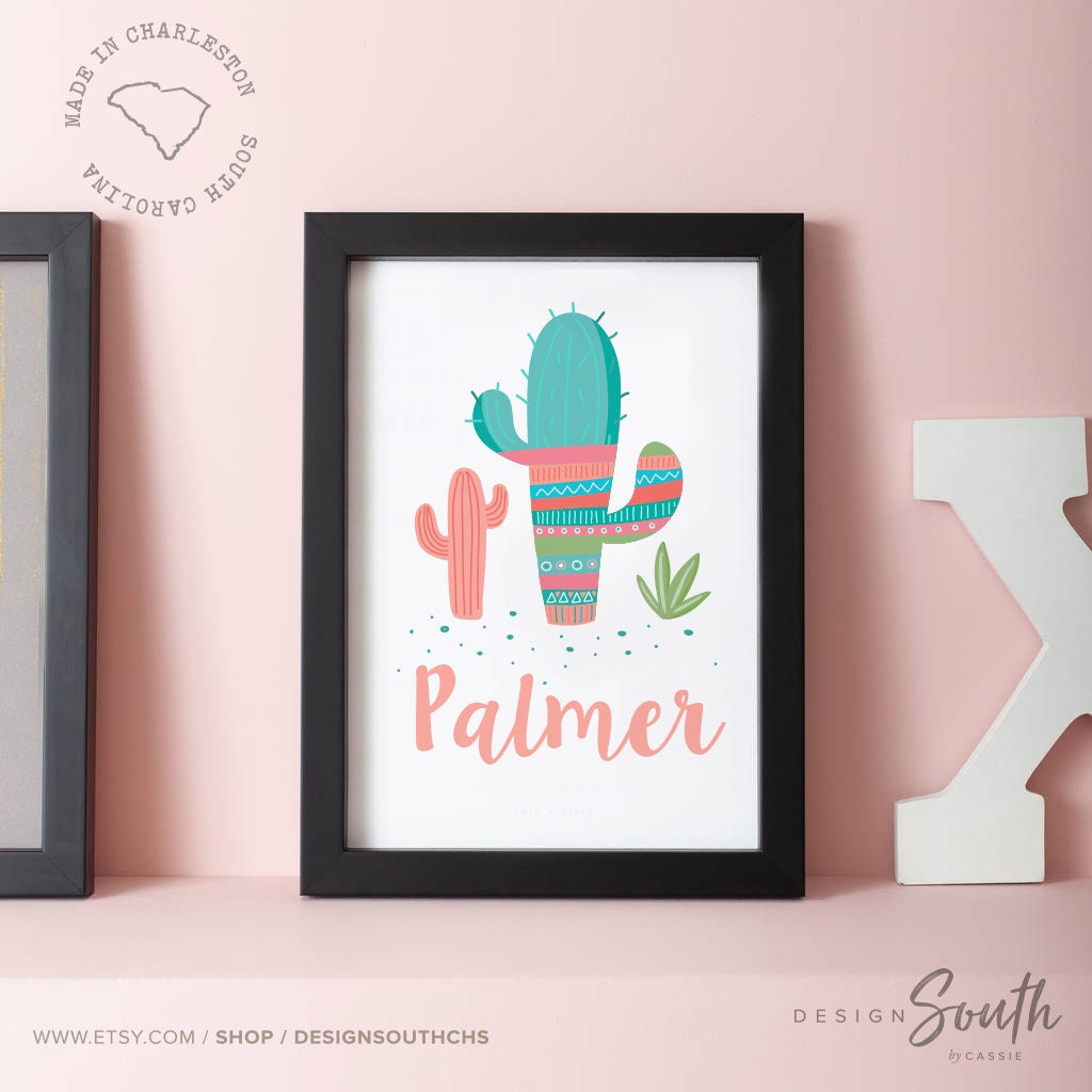 Llama themed girls bedroom, boho chic nursery art prints, llama alpaca accessories decorations, custom kids llama cactus gift personalized