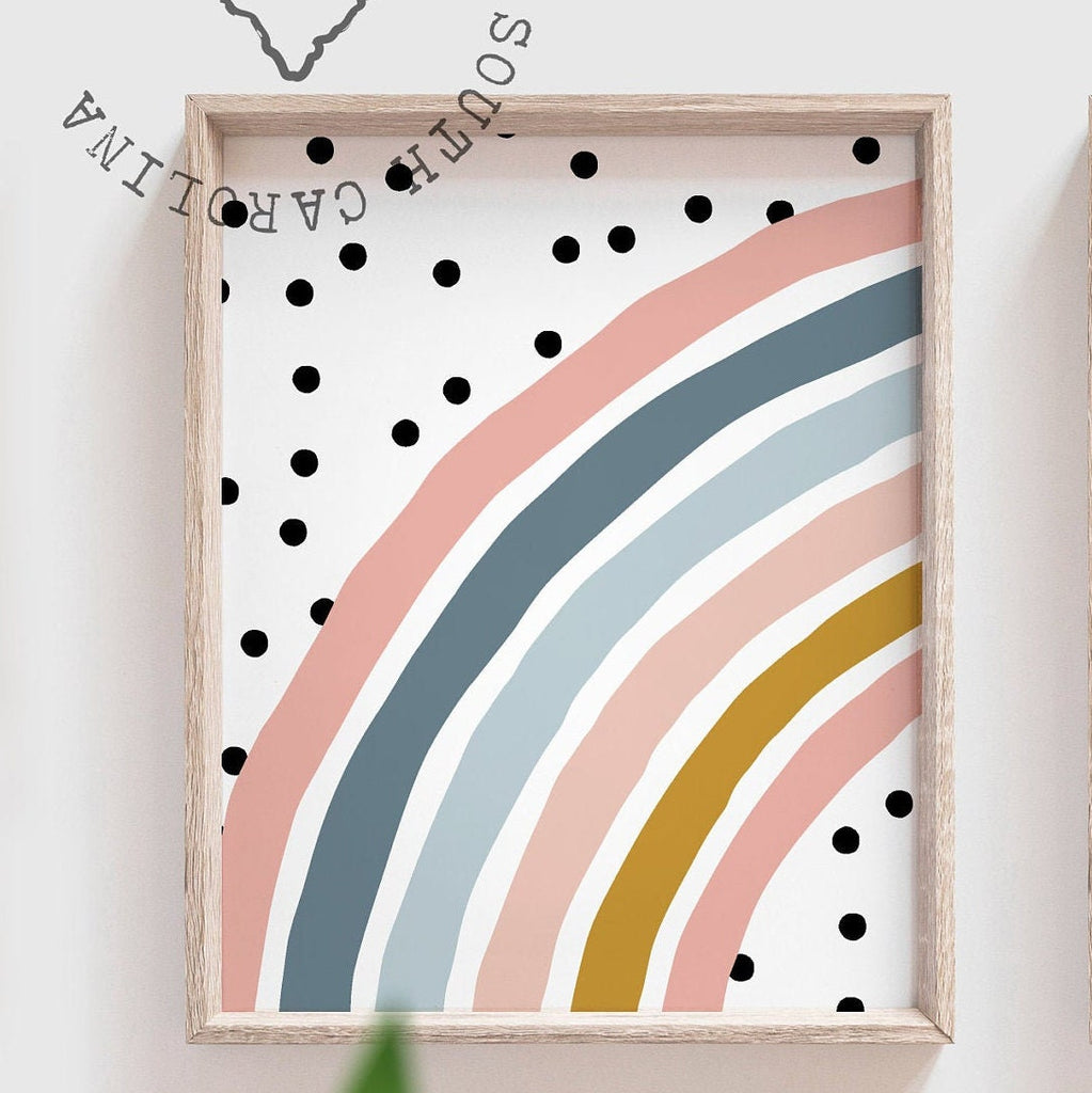 Personalized name print matching rainbow, girl nursery art, little girl bedroom wall art, baby girl nursery initial name gift, rainbow room