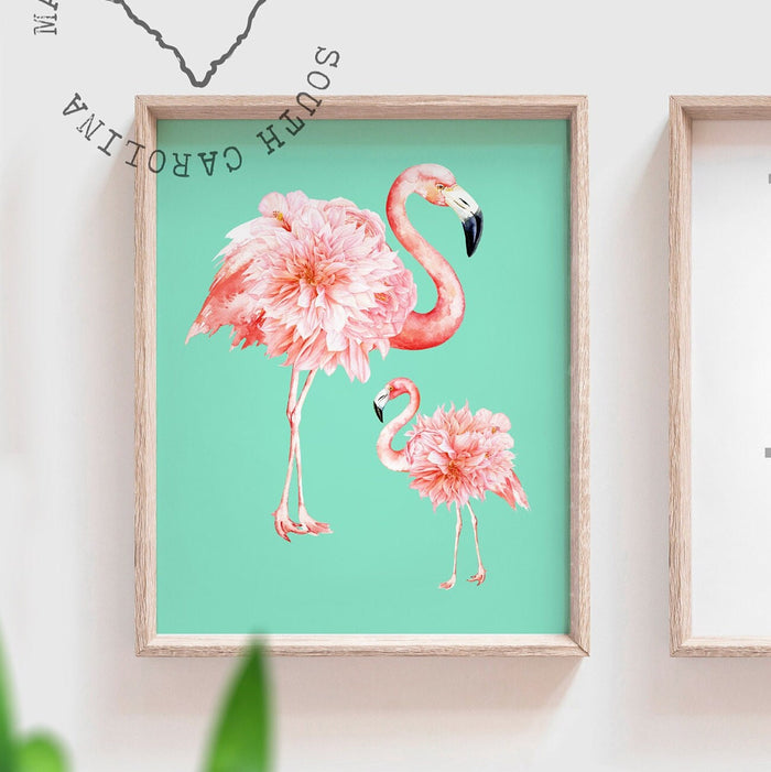 Tropical nursery baby gift, pink mint flamingo nursery, flamingo little girl bedroom, baby girl nursery ideas, themed nursery tropical girl