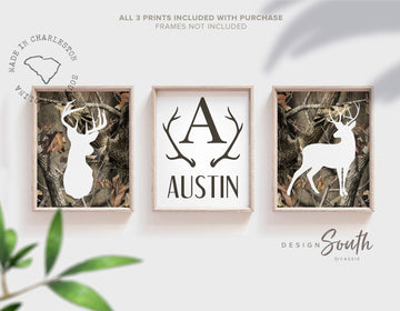 Deer decor, deer art, hunting decor, camo decor, deer nursery decor, deer nursery, deer boys monogram, deer prints, camo deer decor, bedroom