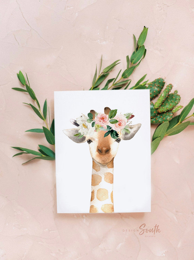 Baby girl pink nursery woodland animals, name art gift baby girl, baby shower cute animals, watercolor nursery art, personalized baby gift