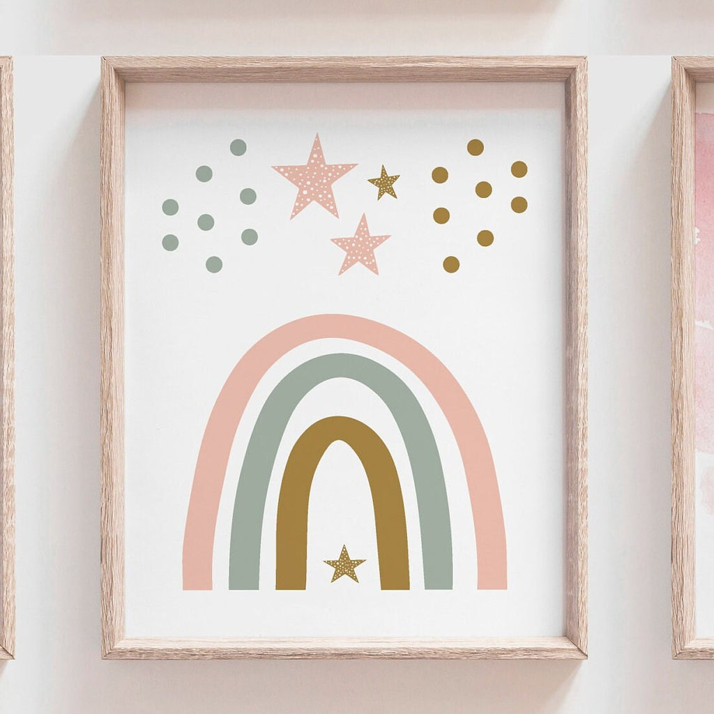 Boho baby room decor, baby girl nursery ideas mauve pink, bohemian style nursery art print set for girl, personalized gift girl boho llama