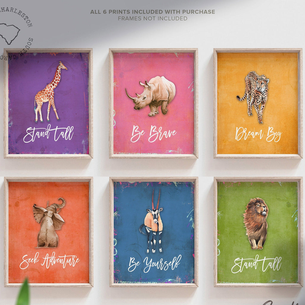 Kids colorful playroom decor, children playroom art print wall, inspirational kid posters, pink purple blue orange green yellow playroom art