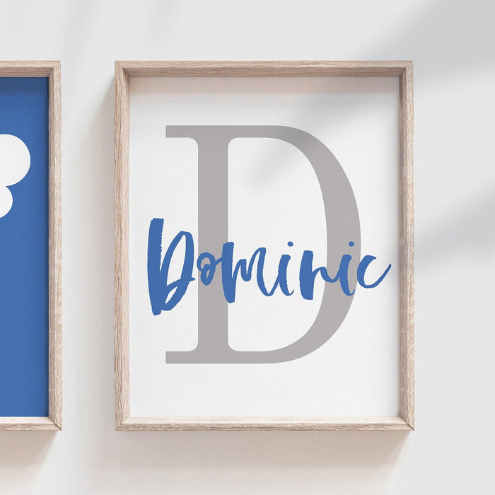 Twin boys nursery wall art, boy twins decor, blue twin nursery wall art, twin bedroom art, shared bedroom, boys monograms, brother wall art