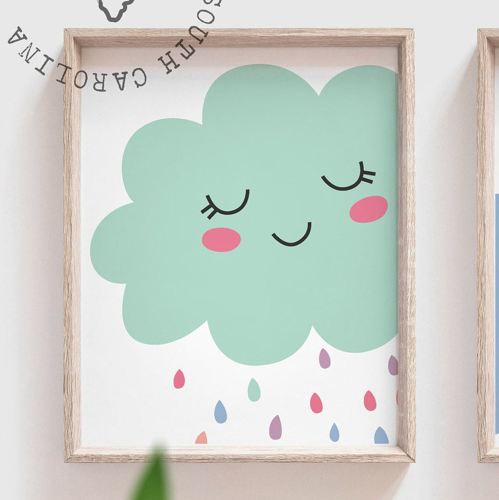 Green blue and yellow nursery gender neutral, pastel star nursery art, decor for nursery, playroom wall art, nursery set of 3 gender neutral