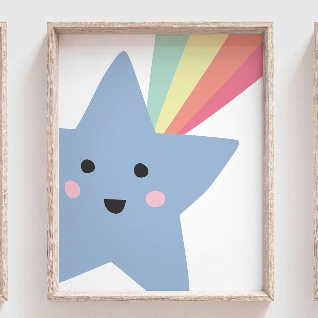 Green blue and yellow nursery gender neutral, pastel star nursery art, decor for nursery, playroom wall art, nursery set of 3 gender neutral