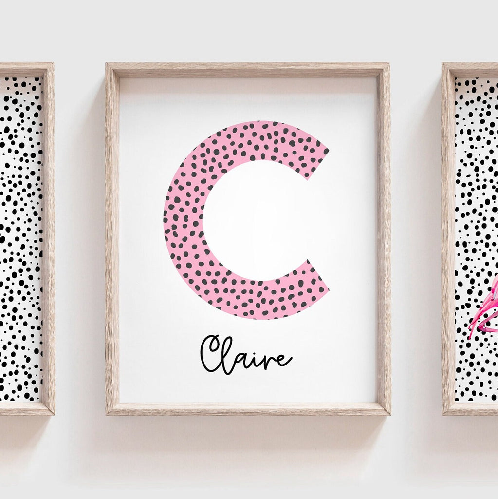 Pink and dalmatian speckle, flamingo nursery decor, girl nursery decor pink and dalmatian spotty, tropical nursery theme, girl tropical room