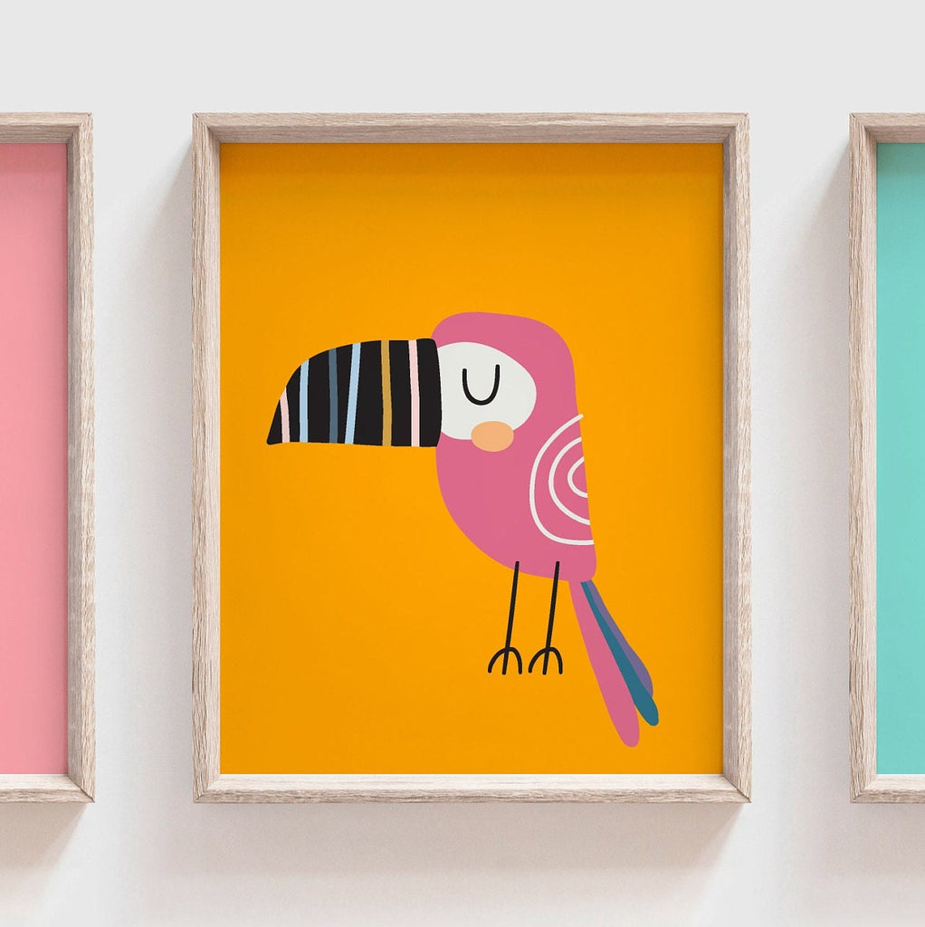 Tropical room art, jungle bird art, tropical vibe art prints, colorful bird art, jungle art, tropical bird prints set of 3, exotic bird room