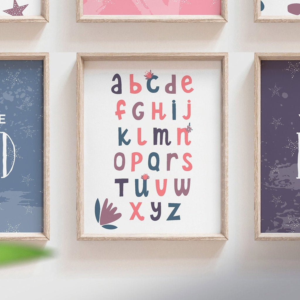 Girls bedroom nursery or playroom wall decor, pink purple dinosaur print set for girls, wall art for girls room, happy inspirational prints