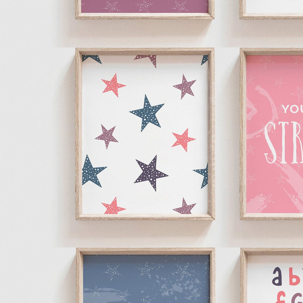 Girls bedroom nursery or playroom wall decor, pink purple dinosaur print set for girls, wall art for girls room, happy inspirational prints