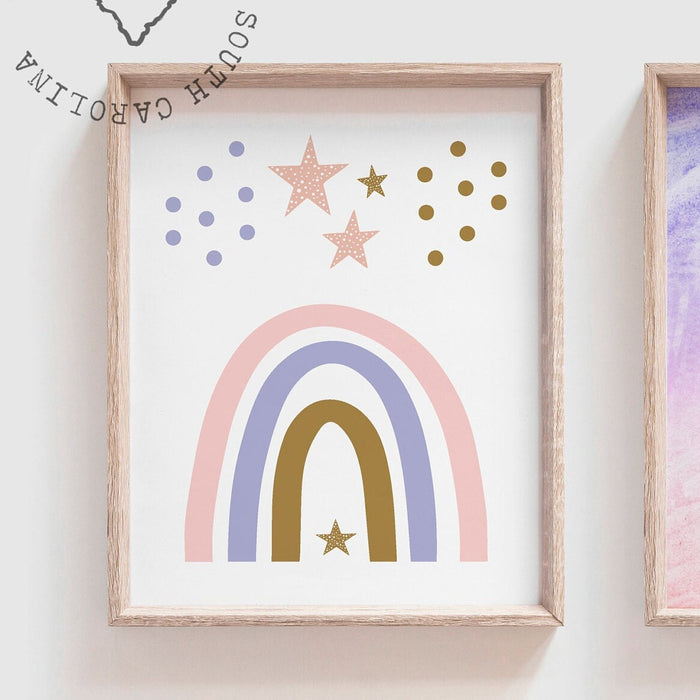 Llama themed girls nursery room wall art, llama baby girl gift, llama baby name gift, purple nursery baby room decor, desert girl bedroom