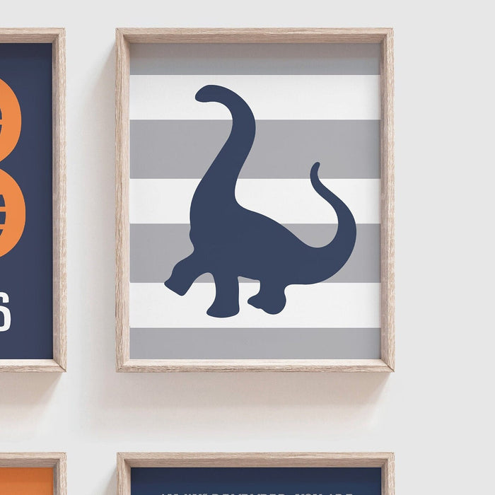 Orange dinosaur, dinosaur decor for boys, boys bedroom dinosaur theme, dinosaur wall art, dinosaur bedroom decor, dinosaur personalized art
