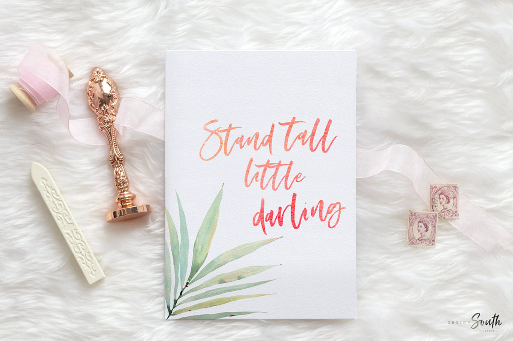 Stand tall little darling, tropical palm flamingo nursery, above crib tropical theme, flamingo art, newborn flamingo nursery pink and green