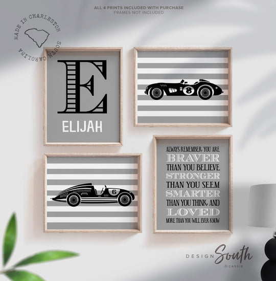 Racing stripes nursery, race car nursery, baby boys race cars, baby boys race car decor, baby boy race car art, race car nursery art, racing – unframed wall art print for kids room or nursery.