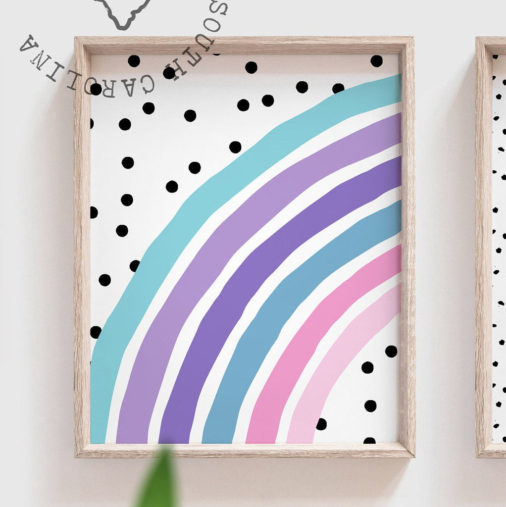 Baby girl nursery decor, purple teal aqua and pink prints for nursery, prints for little girl's bedroom, playroom wall art set idea for girl