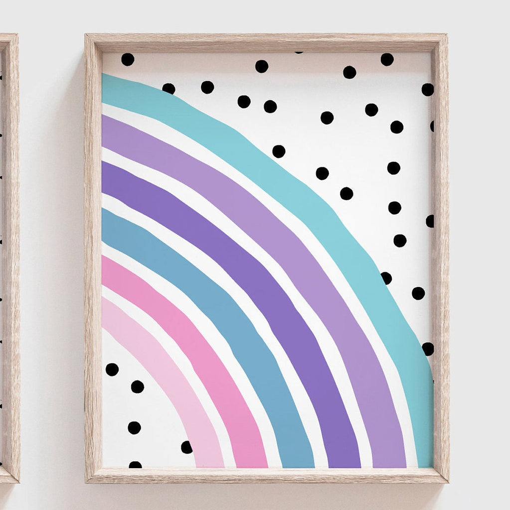 Baby girl nursery decor, purple teal aqua and pink prints for nursery, prints for little girl's bedroom, playroom wall art set idea for girl