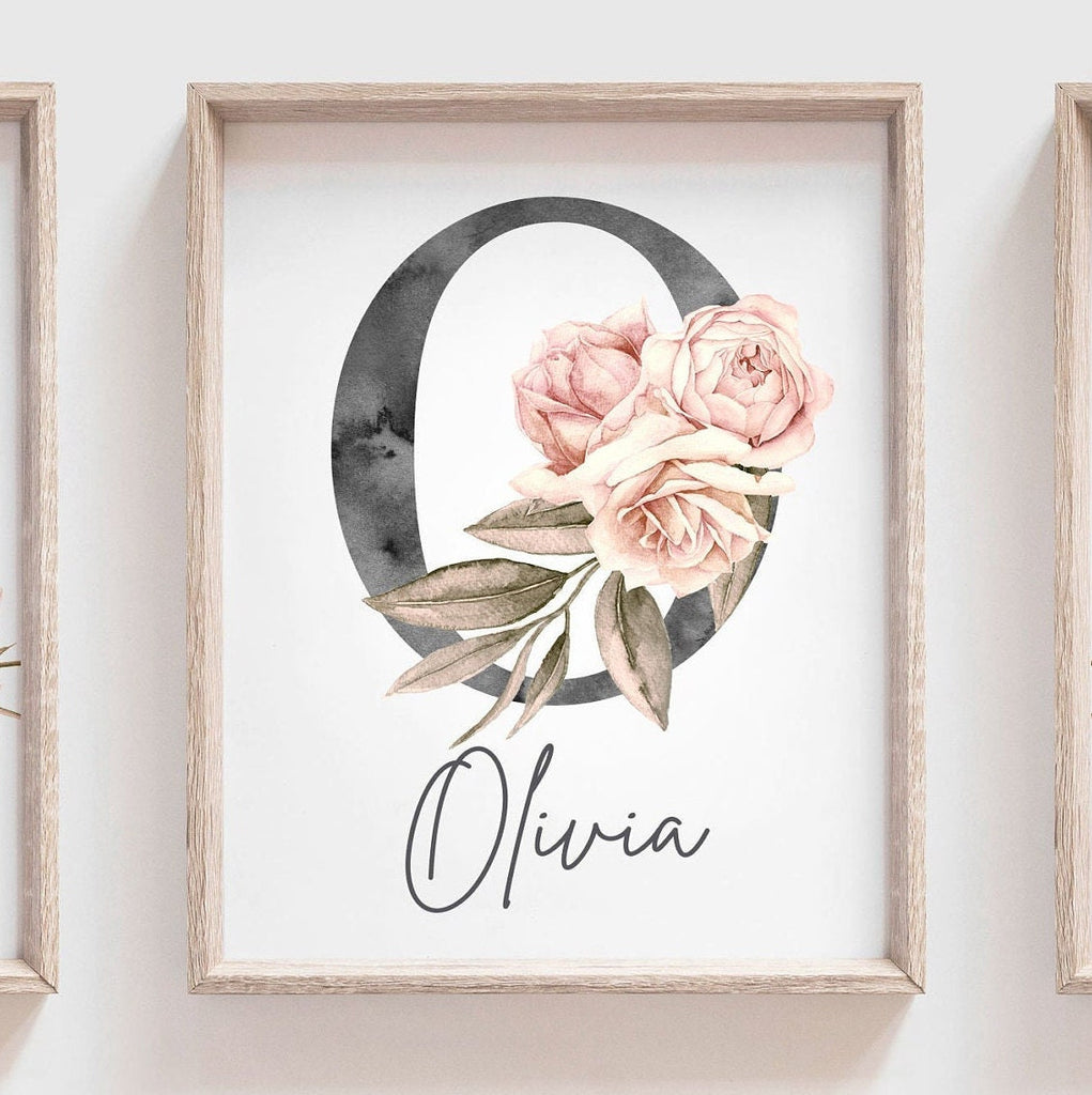 Paris girl baby name Eiffel tower decor set, blush mauve pale pink flower nursery, Paris themed girl's bedroom, Paris shower baby gift idea