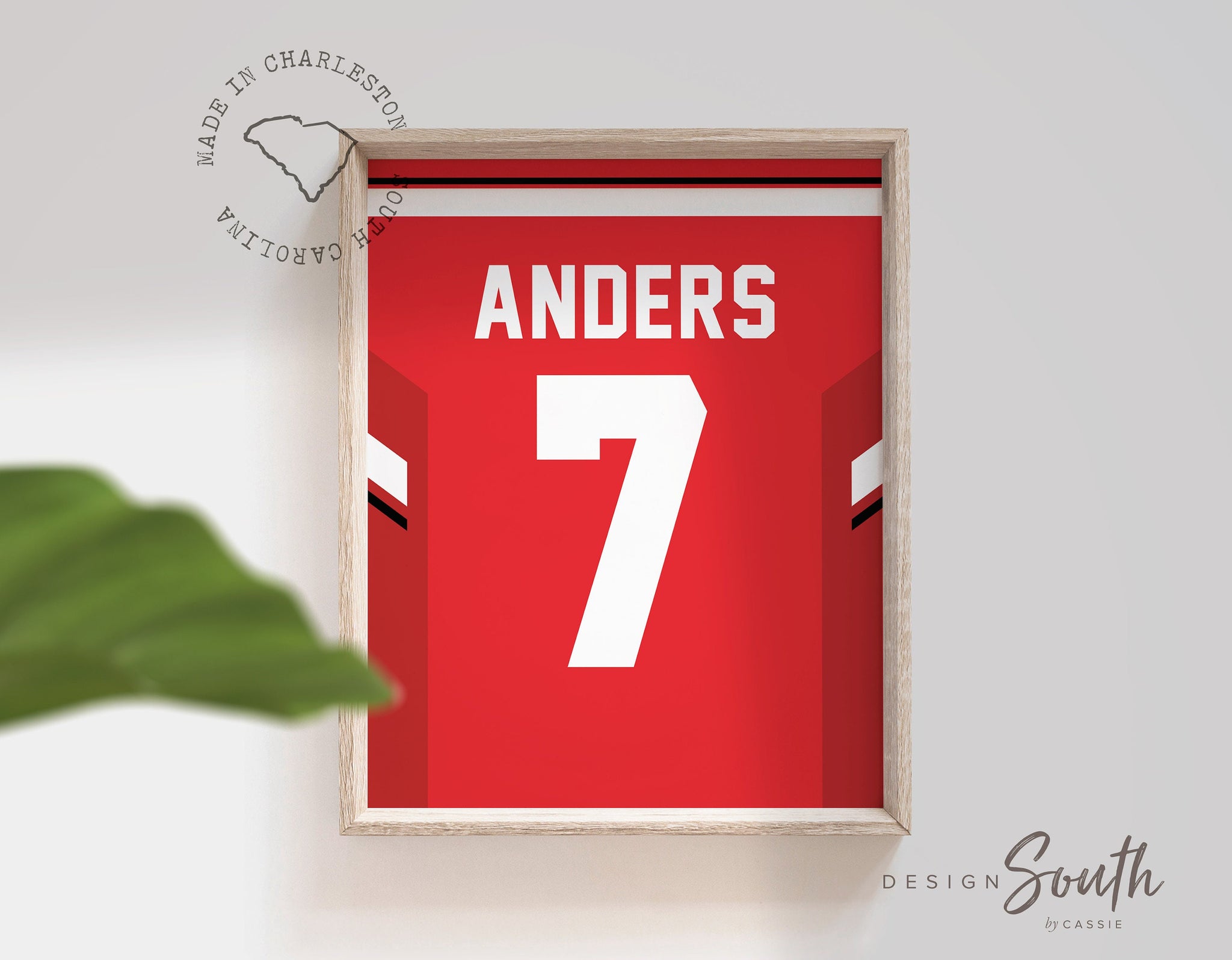 Red white jersey name and number personalized poster print, personalized  sports basketball football jersey poster print, sports gift art boy