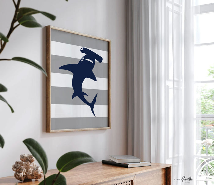 Boys room sharks, toddler shark room, shark decor, shark art, playroom decor ideas, bathroom shark decor, shark art prints for bathroom wall