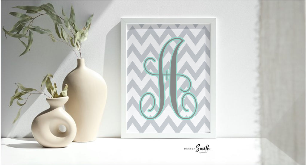 Girls bedroom teal, wall decor for girls, wall art for girls, teal decor girls room, teal art baby girl, teal monogram, teal and gray girls