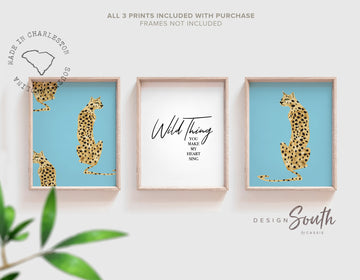 Blue leopard cheetah prints, blue jungle cheetah, boy safari nursery art personalized, unisex cheetah art, boho jungle blue vintage art