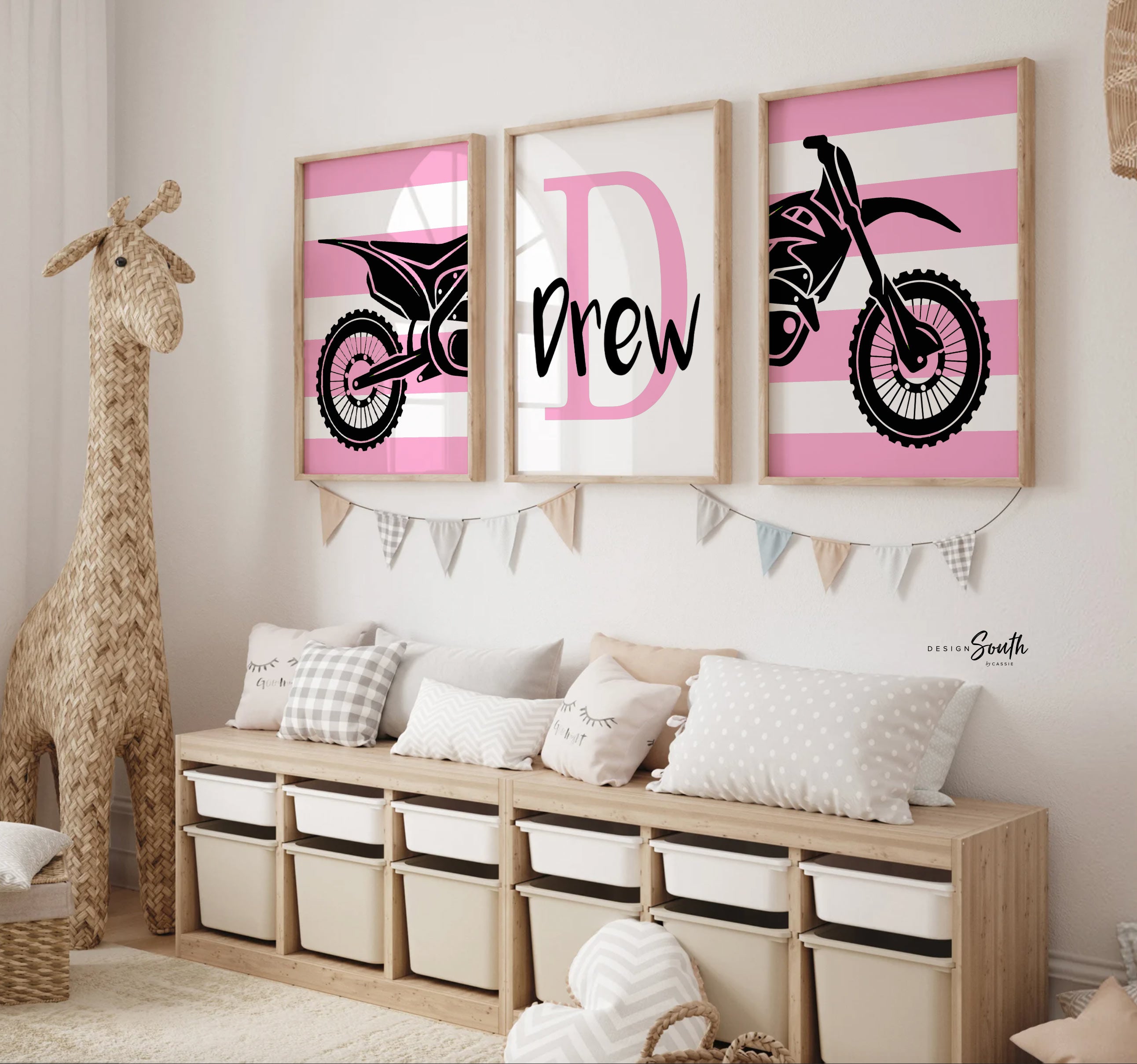 Pink dirt bike room decorating ideas, customized name motocross dirt b –  Design South