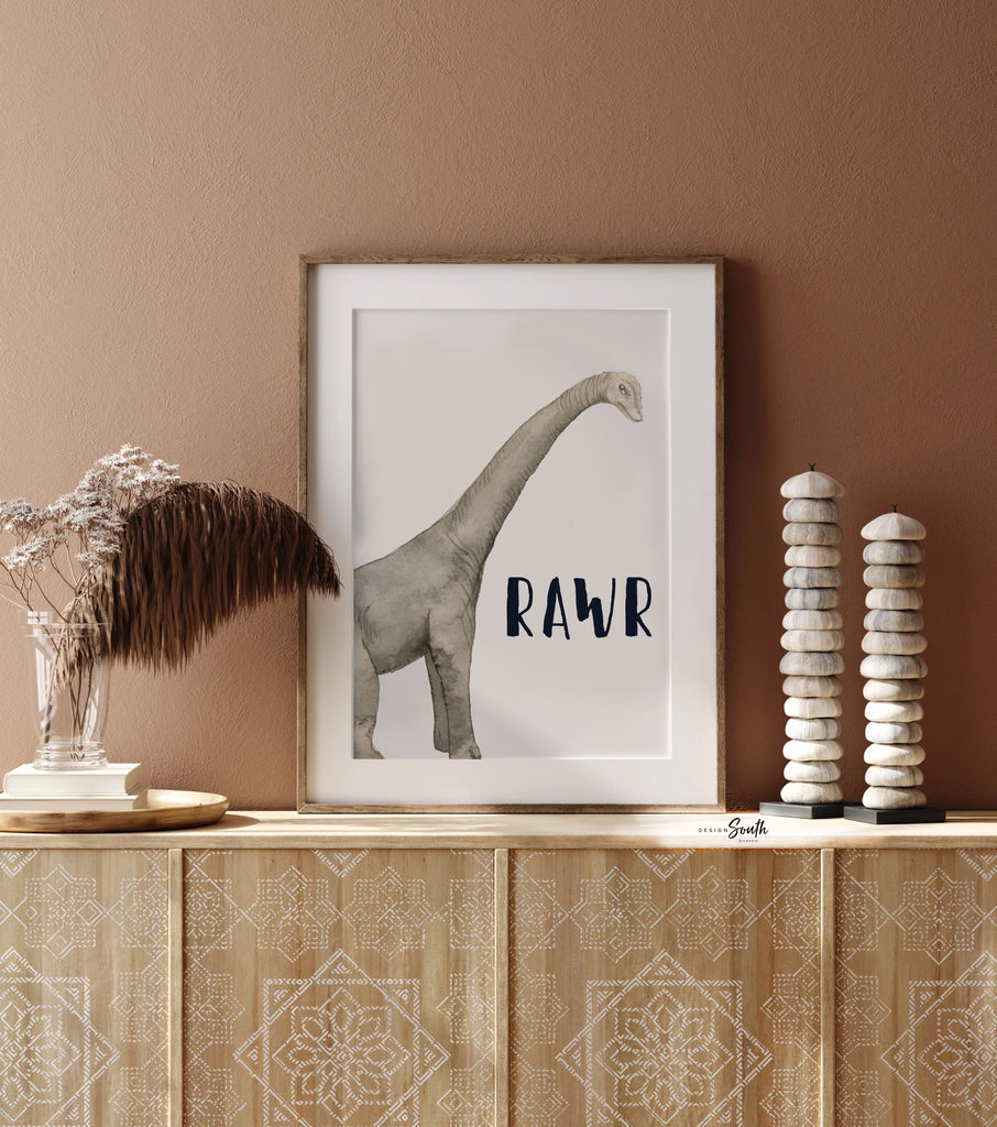 Dinosaur wall decor, toddler boy dinosaur wall art, dinosaur print, longneck dinosaur boy, neutral dinosaur images nursery, nursery kid room