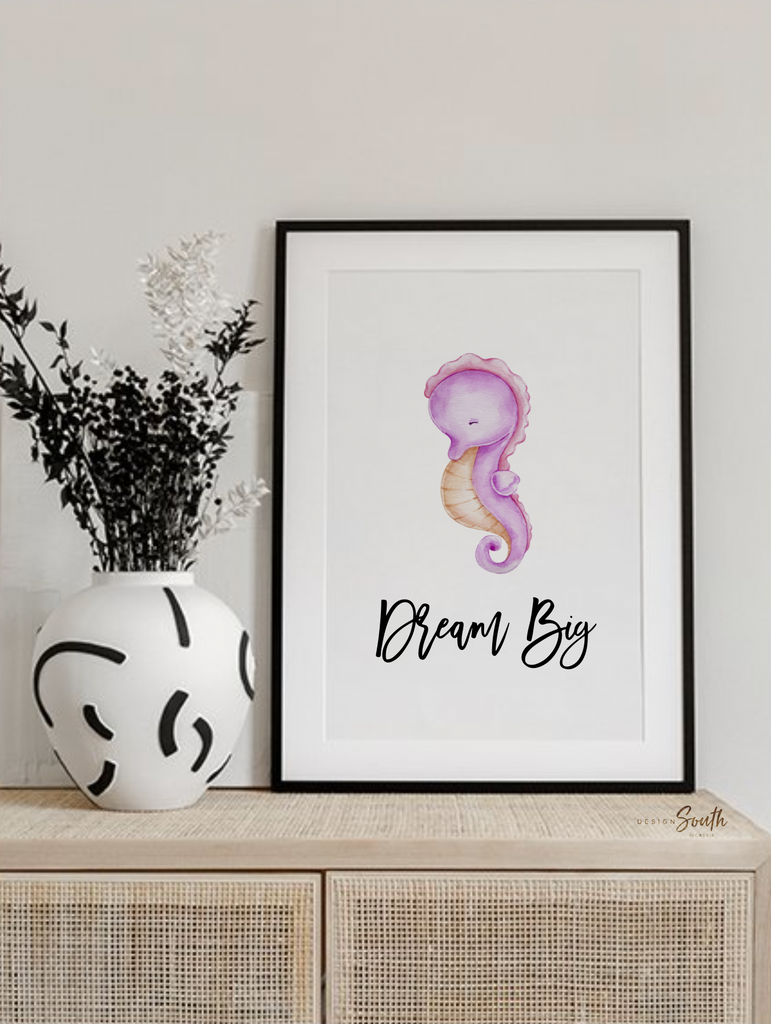 Cute sea animals collection, ocean themed kids room art, nautical themed kids room decor, crab seahorse sea turtle stingray seashell octopus