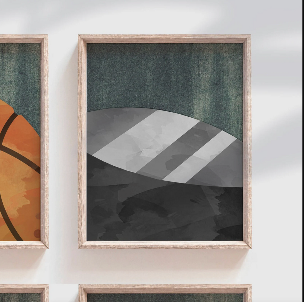 Industrial collection kids room sports decor, modern sports nursery art, industrial kids playroom decor, gift for boy sports theme, kid room