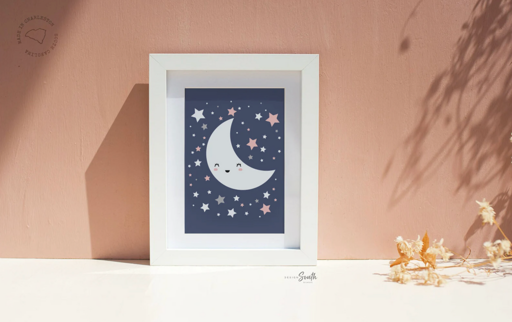 Girls pink and navy nursery, pink navy nursery monogram, navy blue monogram girl, moon and stars nursery, cloud nursery decor, cloud decor