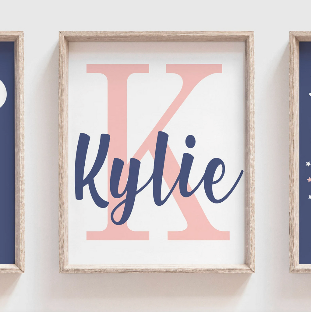 Girls pink and navy nursery, pink navy nursery monogram, navy blue monogram girl, moon and stars nursery, cloud nursery decor, cloud decor