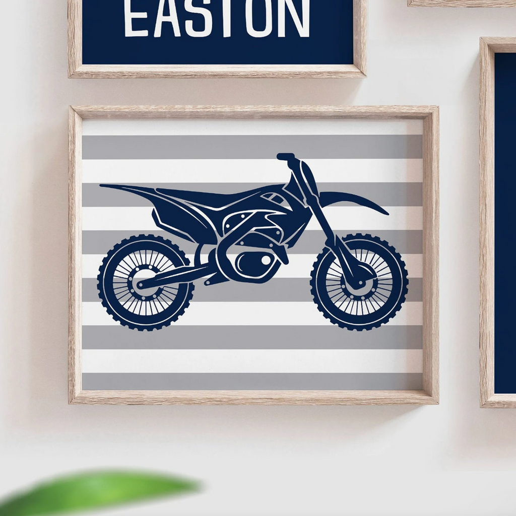 Boys bedroom dirt bike, off-road theme wall art prints, dirt bike sports boy birthday gift, dirt bike motocross, boys room, bike, boy decor